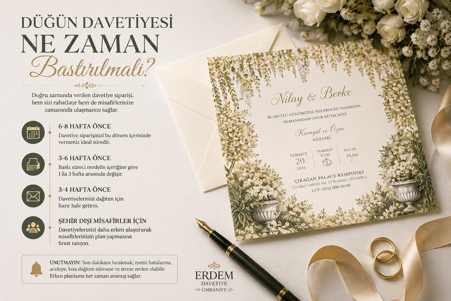 Düğün Davetiyesi Ne Zaman Bastırılmalı? | Erdem Davetiye Ümraniye